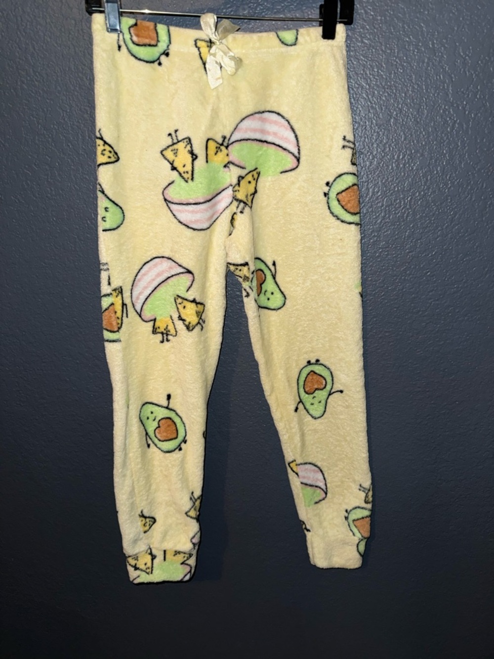 Cozy Cream Avocado & Taco Print Fleece Pajama Pants